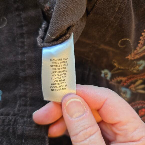 Jones New York Y2K Jacket Women's L Brown Velvet Embroidered Gilmore Girls Boho - Picture 5 of 9